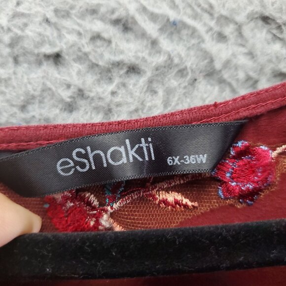 eShakti Dress Womens 6X Rust Red Embroidered Cotton Stretch Knee Length - Picture 2 of 10